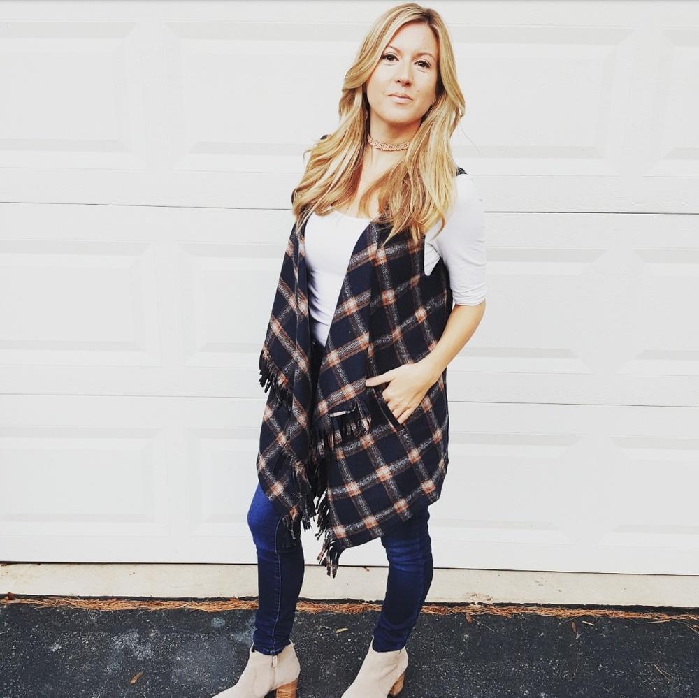 SALE!! plaid hooded vest
