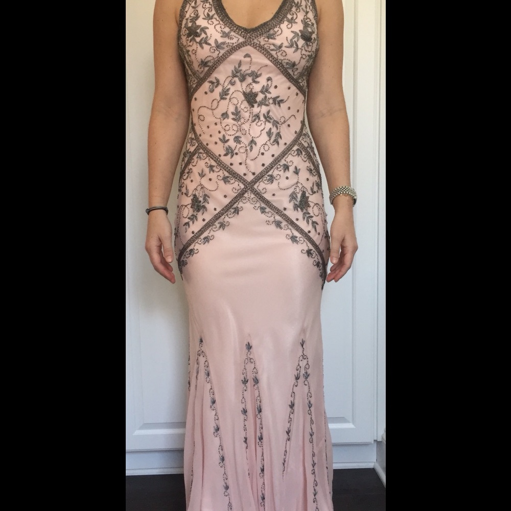 ABS size 0 embroidered light pink gown