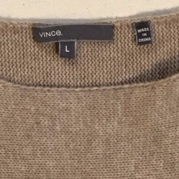 Vince Natural Cashmere Cropped Boatneck Sweater LG - Picture 3 of 7