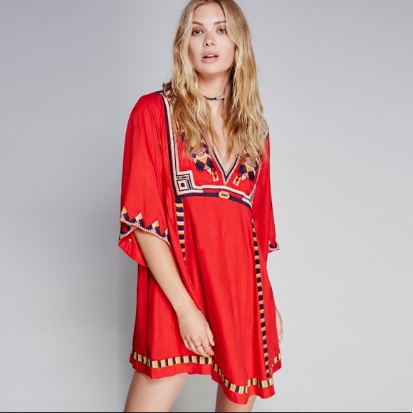 Embroidered DRESS Dolman Tulum Wide Sleeve Tunic - Picture 4 of 5