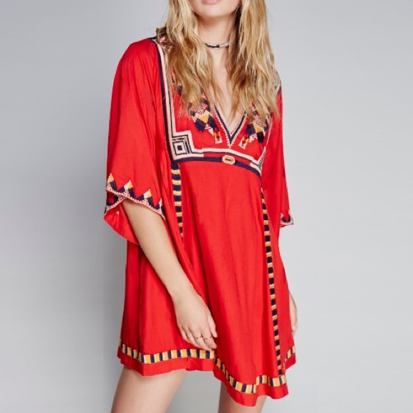 Embroidered DRESS Dolman Tulum Wide Sleeve Tunic - Picture 3 of 5