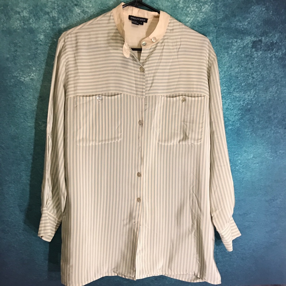 Dueperdue shirt blouse green stripe