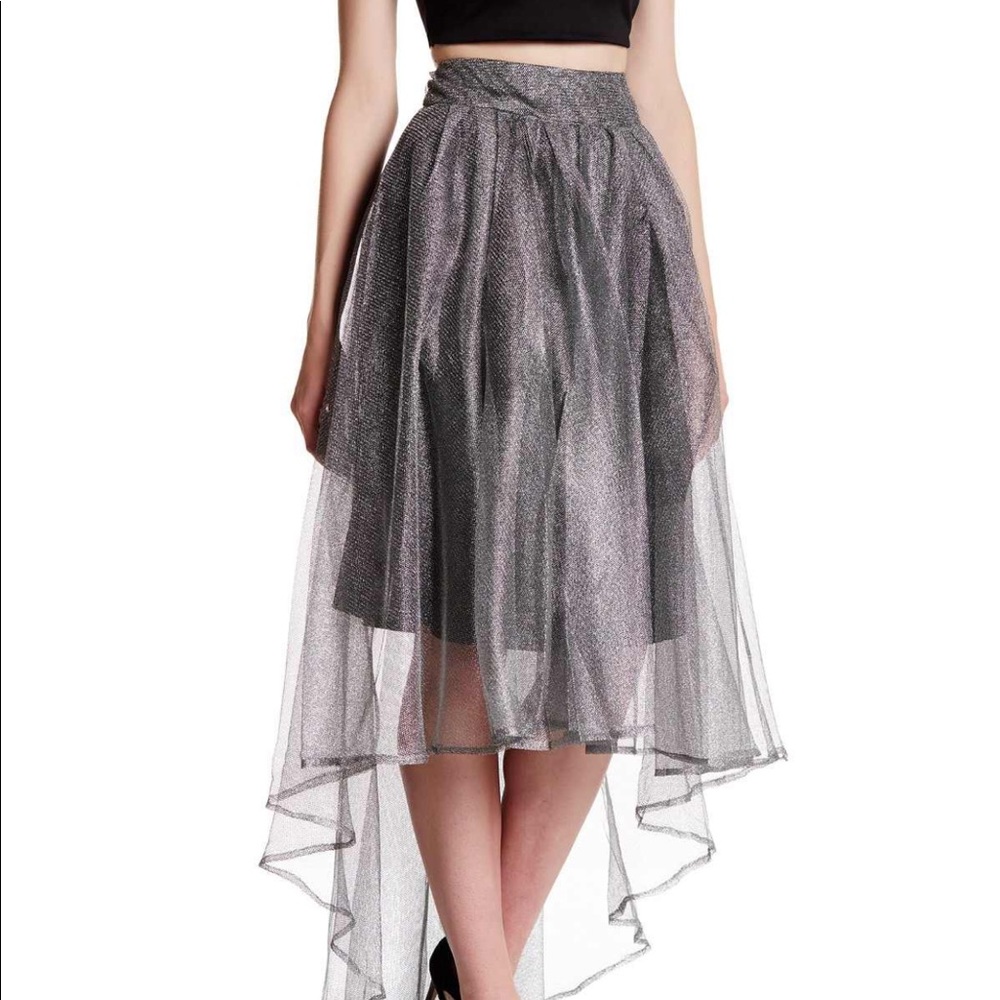 Silver mesh fluffy skirt