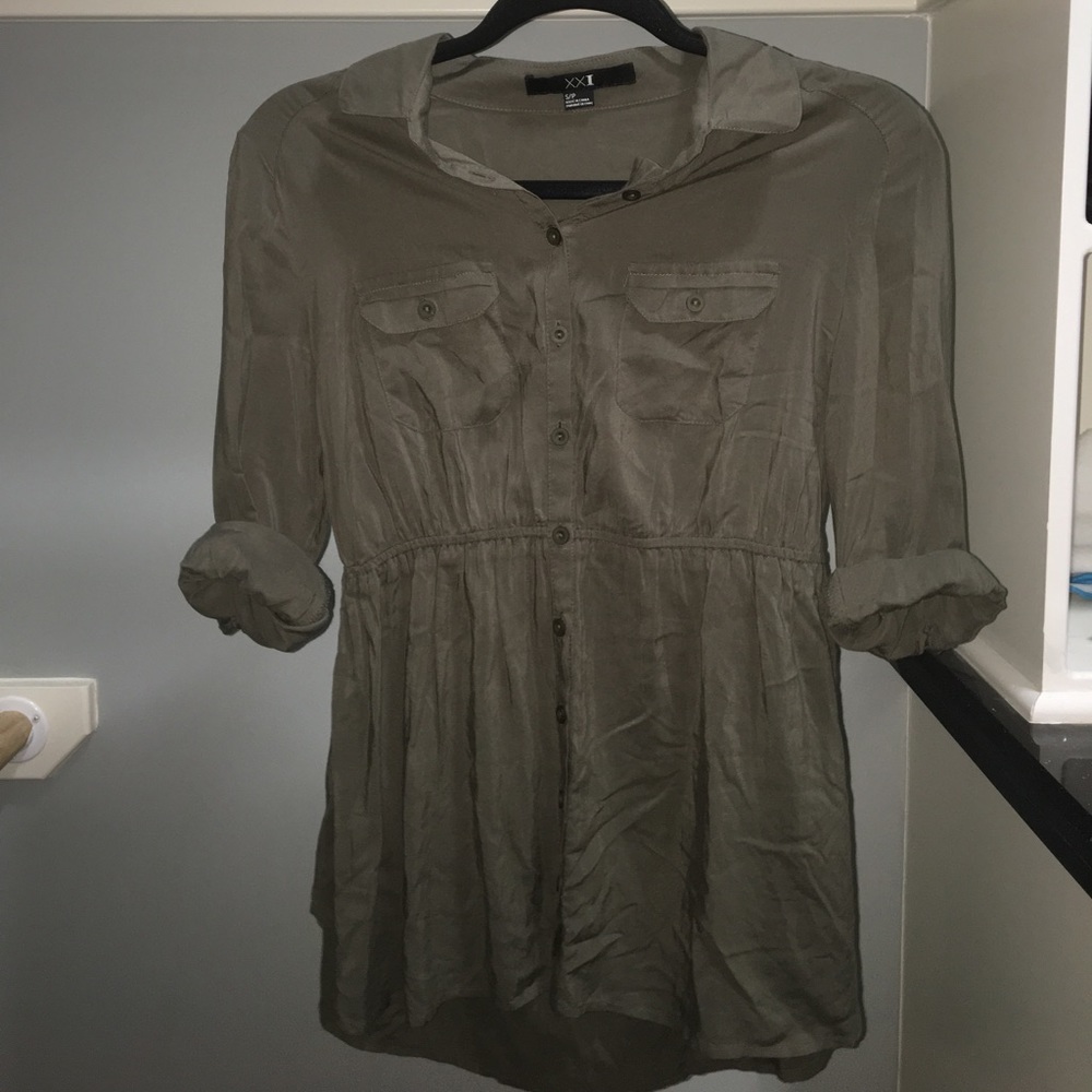 Army green babydoll/ Cargo style button down