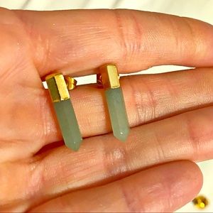 Genuine jade and gold plate earrings