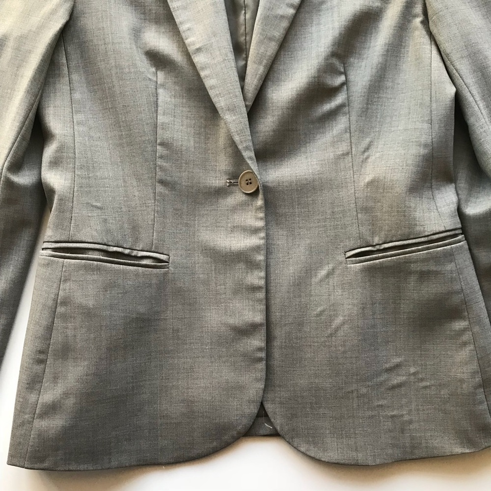 Theory Single Button Down Classic Gray Wool Blazer - image 3