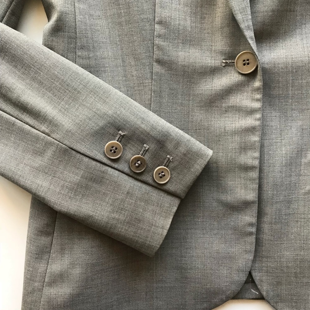 Theory Single Button Down Classic Gray Wool Blazer - image 4