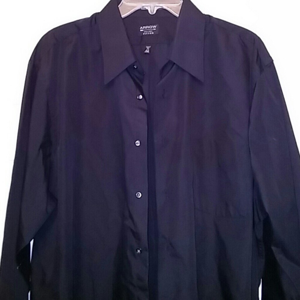 Arrow Fitted Long Sleeve Black Dress Shirt