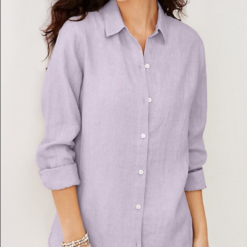 Pretty lilac J. Jill linen button down blouse NWOT