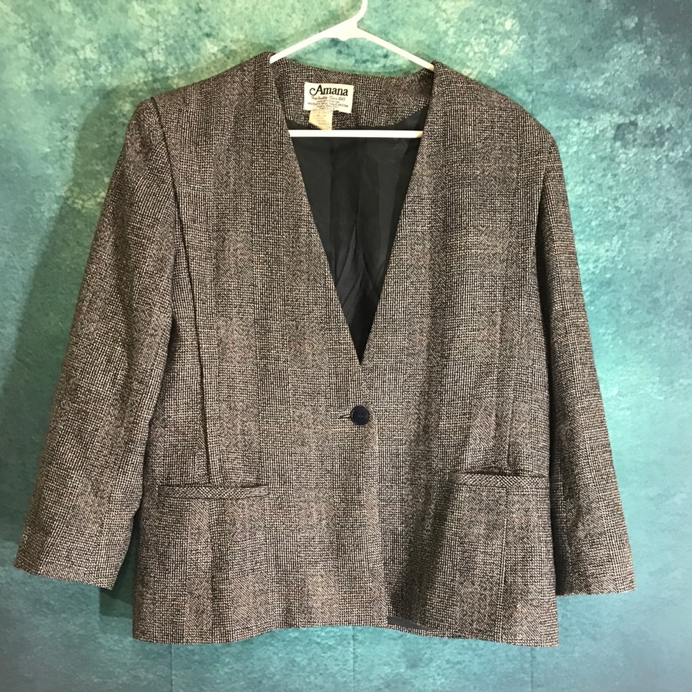 Amana blazer black white checkered size 14