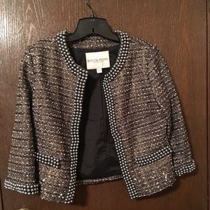 Gun metal beaded jacket.