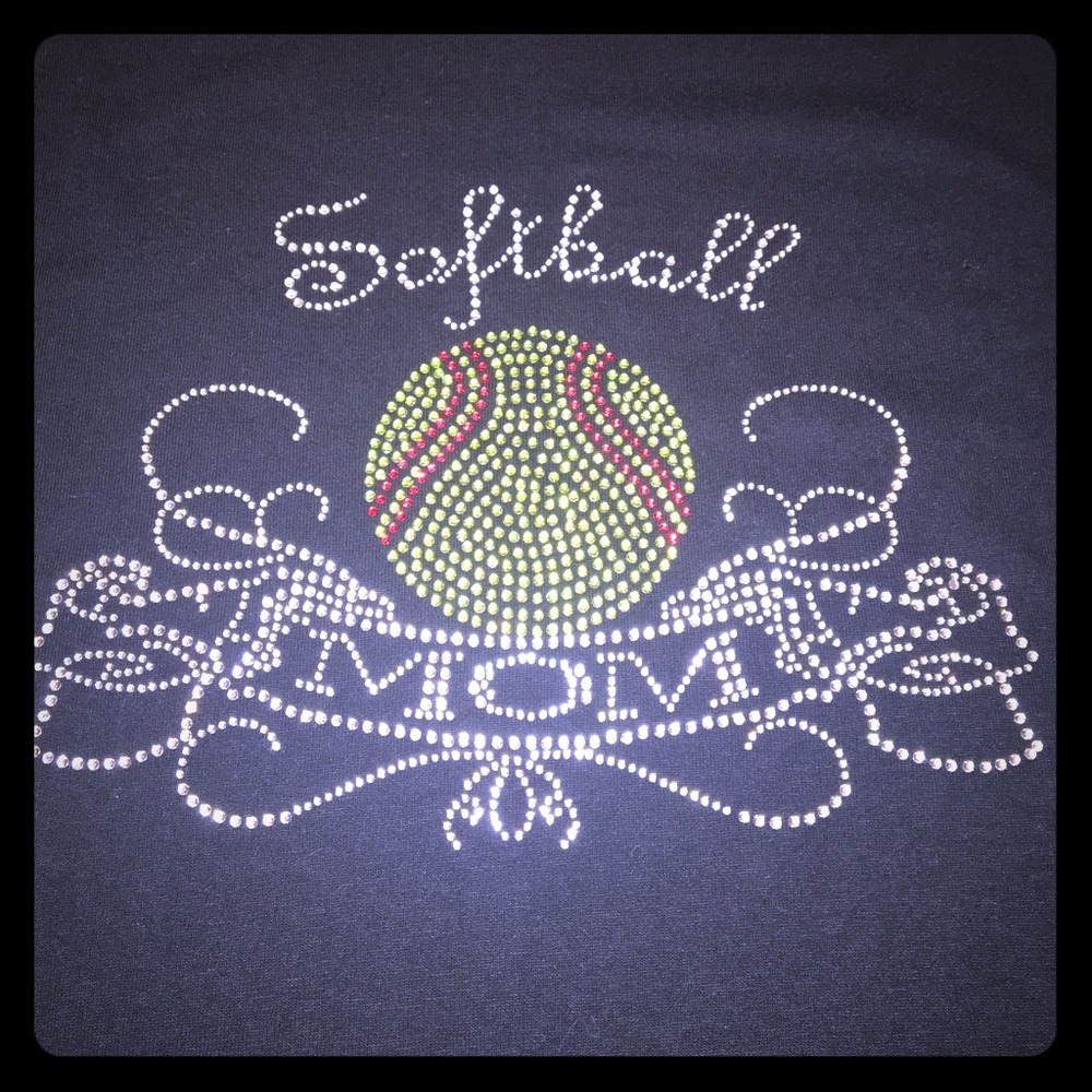 NEW RHINESTONE SOFTBALL MOM SHIRT