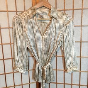 Nine West Silk Cream and Black Polka Dot Blouse 4
