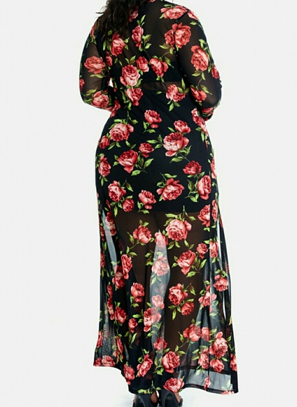 black sheer floral dress