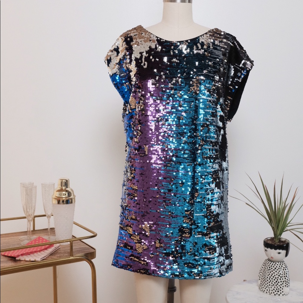 Purple and blue mermaid sequin mini dress