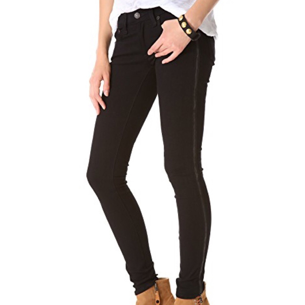 Rag and bone black jeans with zipper inserts