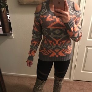 Dainty Hooligan Gray Open Cold Shoulder Sweater