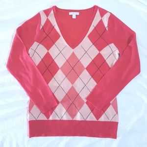 New York and Company Argyle V Neck Sweater