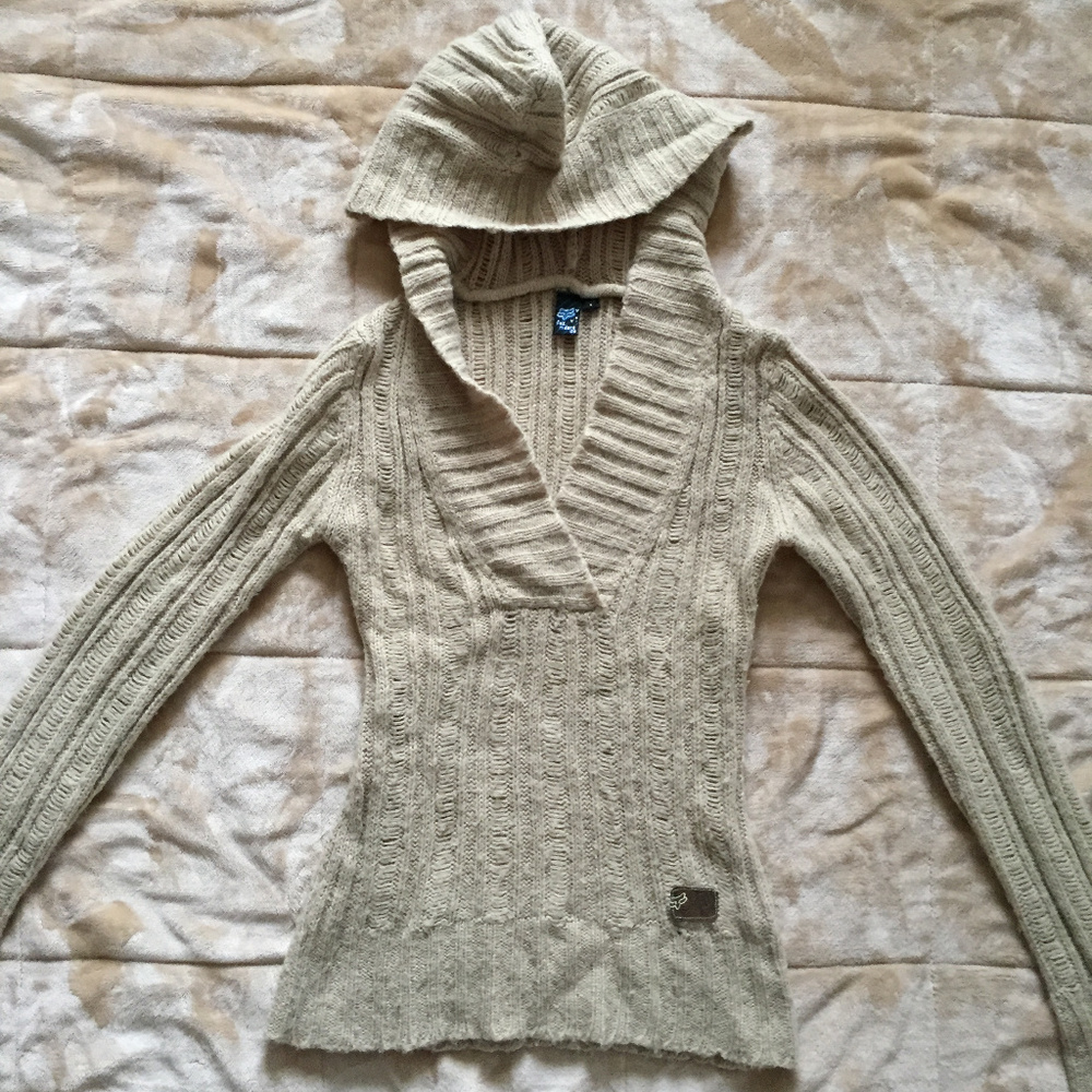 Fox Riders Company Cream/Tan Hooded Sweater