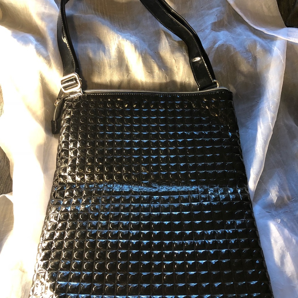 Black vegan leather bag.