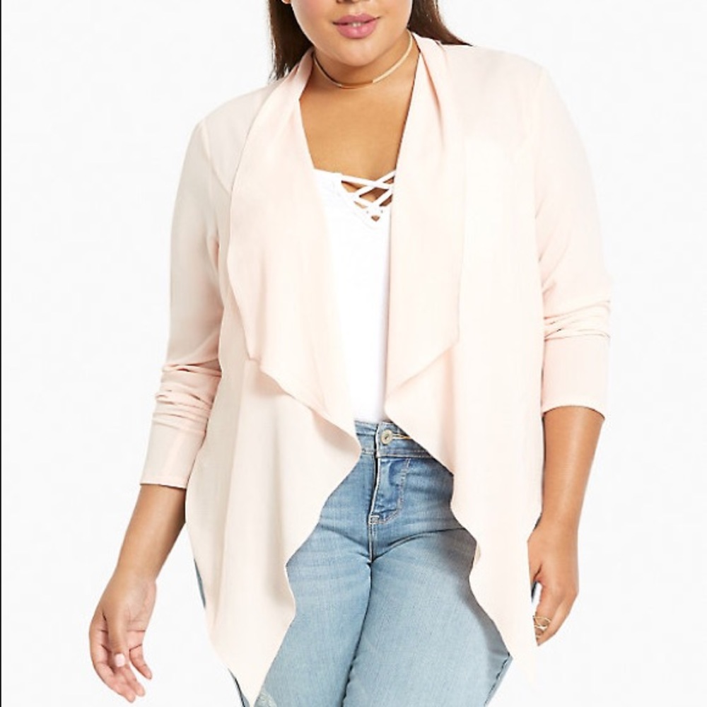 Plus size drape front blazer