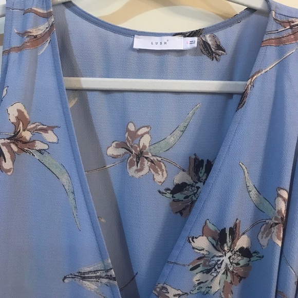 Blue Could Shoulder Wrap dress - Picture 2 of 6