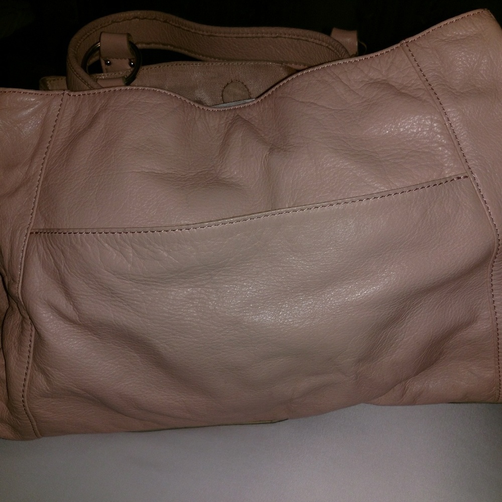 Pink leather handbag