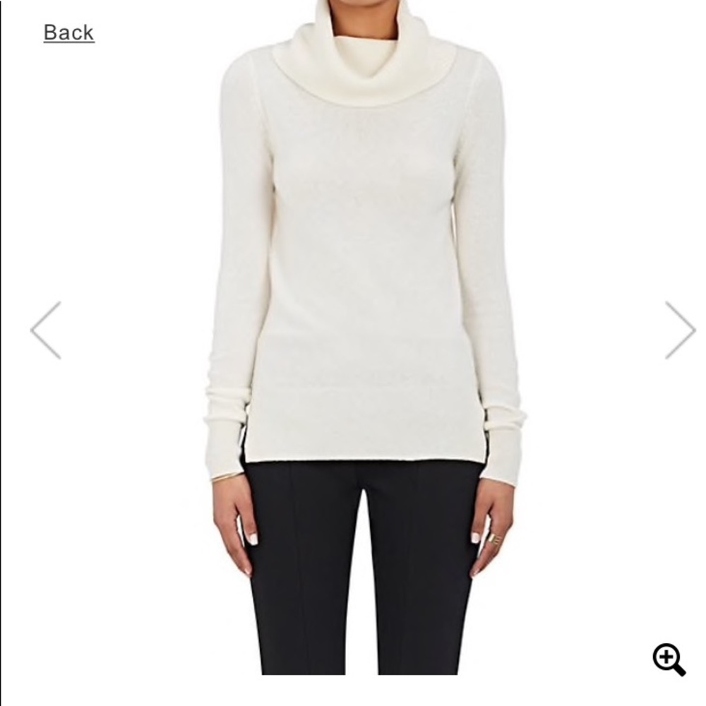Barneys New York Ivory Cashmere Cowl Neck Sweater