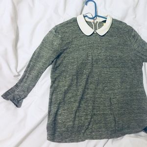 Ann Taylor Gray Blouse with Peter Pan Collar