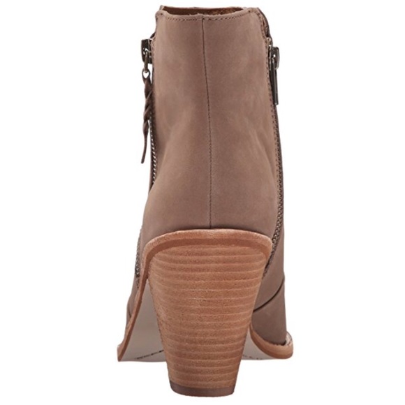 NIB Tan Nubuck Leather Peep Toe Ankle Booties - Picture 4 of 6