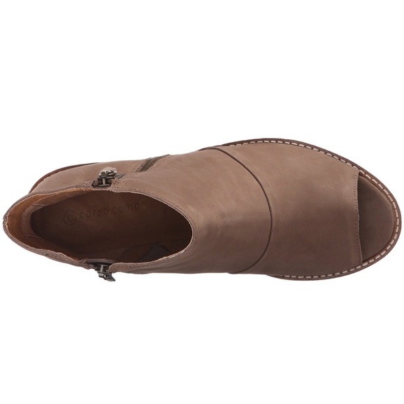 NIB Tan Nubuck Leather Peep Toe Ankle Booties - Picture 5 of 6