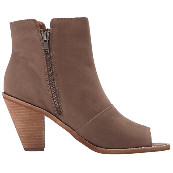 NIB Tan Nubuck Leather Peep Toe Ankle Booties - Picture 6 of 6