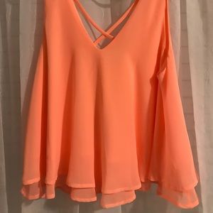 Orange Crop Top Blouse