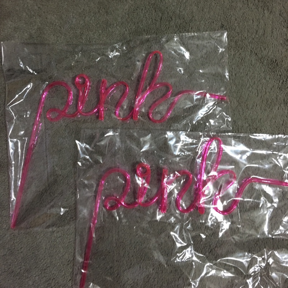 VS PINK AUTHENTIC PINK STRAWS - TWO PACK