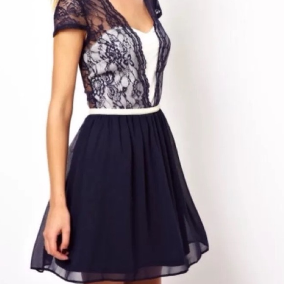 ASOS Dresses & Skirts - asos blue & white lace shift dress