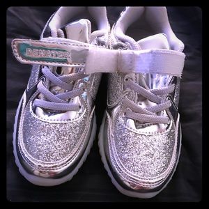 Brand new silver sparkle LED light up shoes