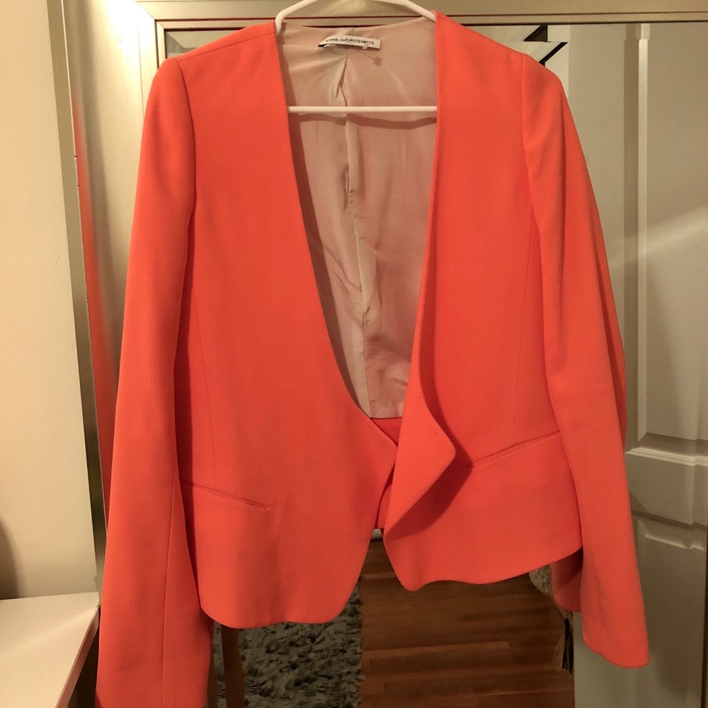 DVF bright orange blazer