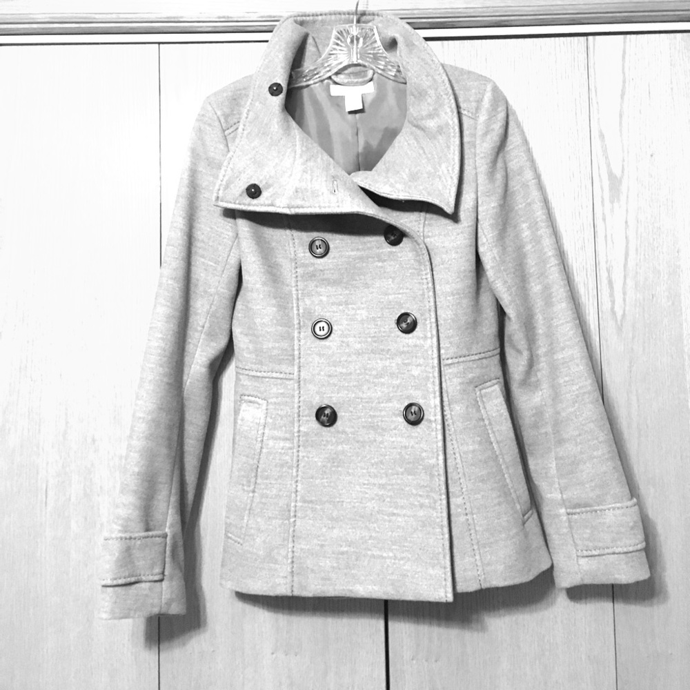 H&M Grey Button Up Pea Coat