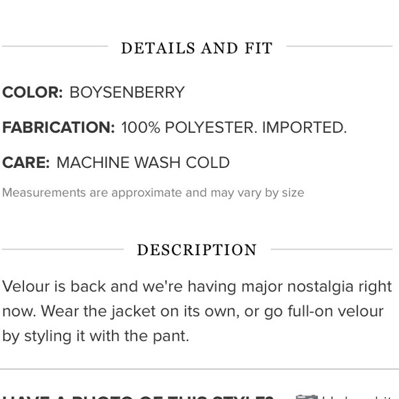 NWT JustFab Velour Track Jacket in Burgundy - Picture 4 of 5