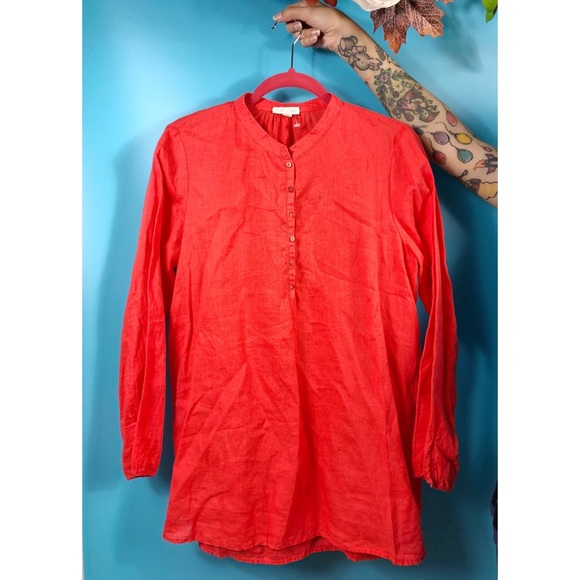Eileen Fisher Tops - Eileen Fisher Orange Organiclinen Tunic SM