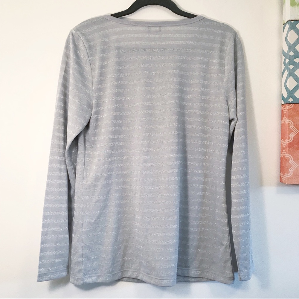 Christopher & Banks long sleeve metallic grey tee - Picture 4 of 7