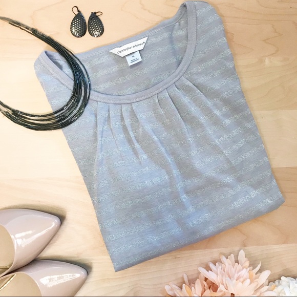 Christopher & Banks long sleeve metallic grey tee - Picture 2 of 7