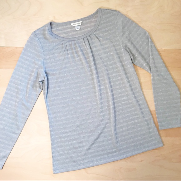 Christopher & Banks long sleeve metallic grey tee - Picture 3 of 7