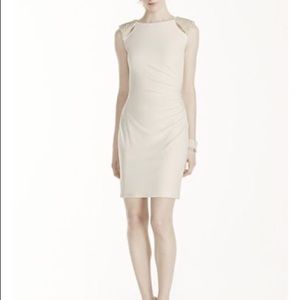 David’s Bridal Pearled Cap Sleeve Dress