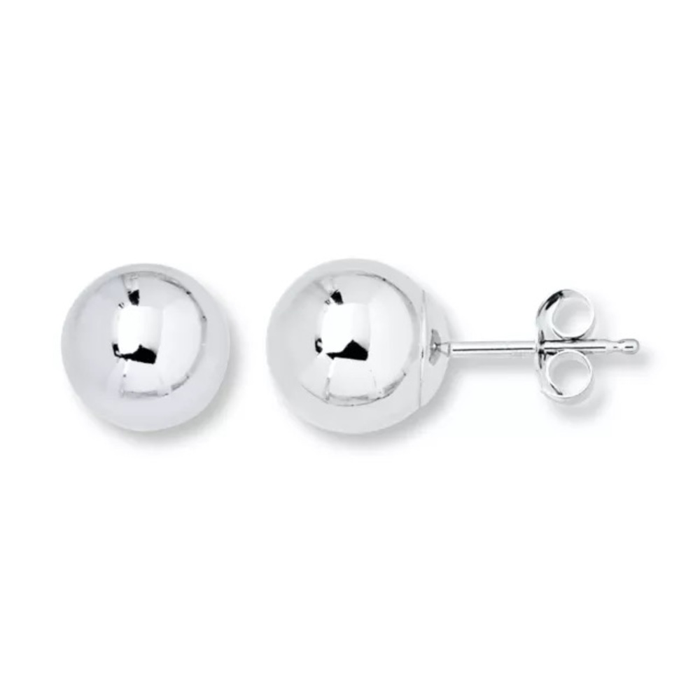 14kt white gold 8mm bal stud earrings