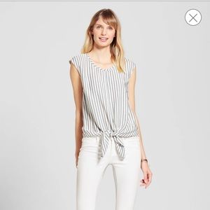 Merona striped tie front blouse  size small