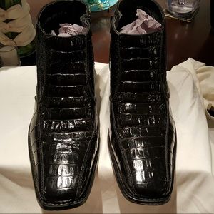 Men’s Stacy Adams Black Croc Dress Ankle Boot