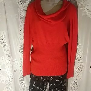 SIONI woman lg red sweater cowl neck
