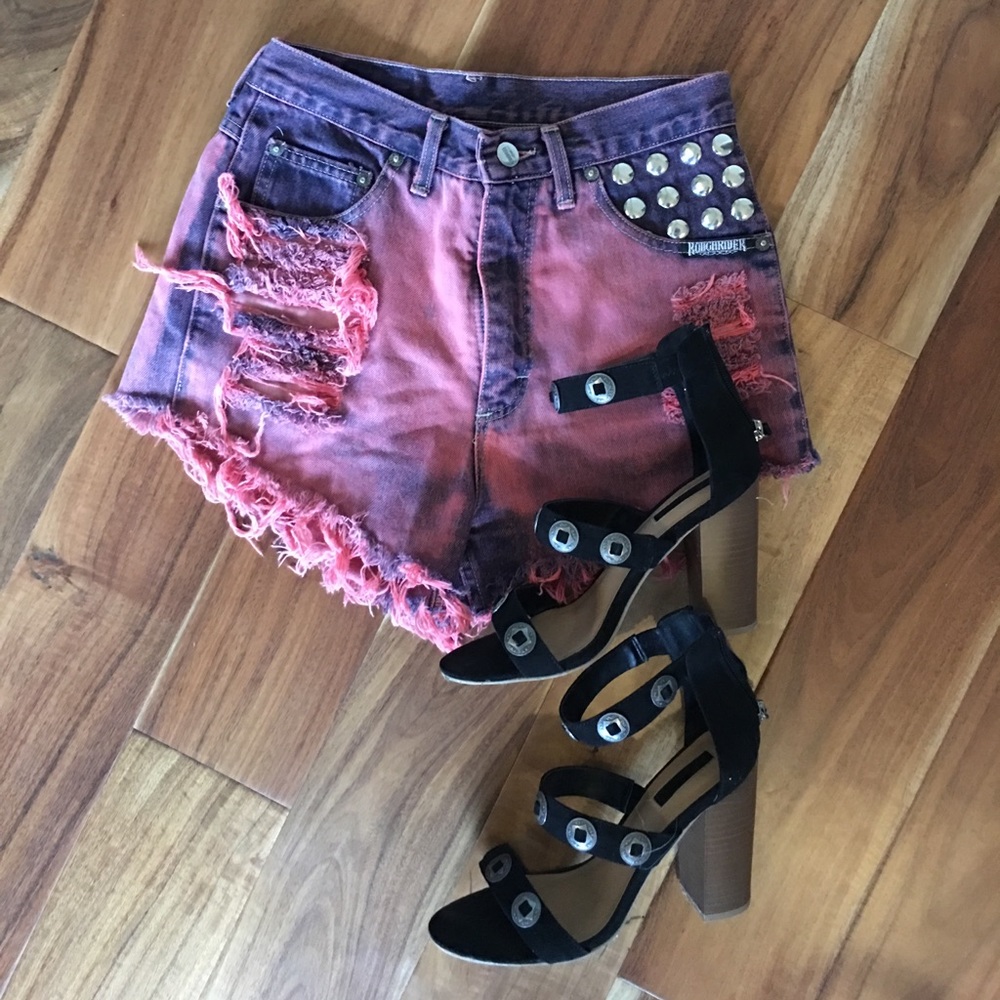 COACHELLA distressed denim cut off with studs