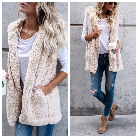 Couture Gypsy Tops - Adorable Sherpa style hooded vest